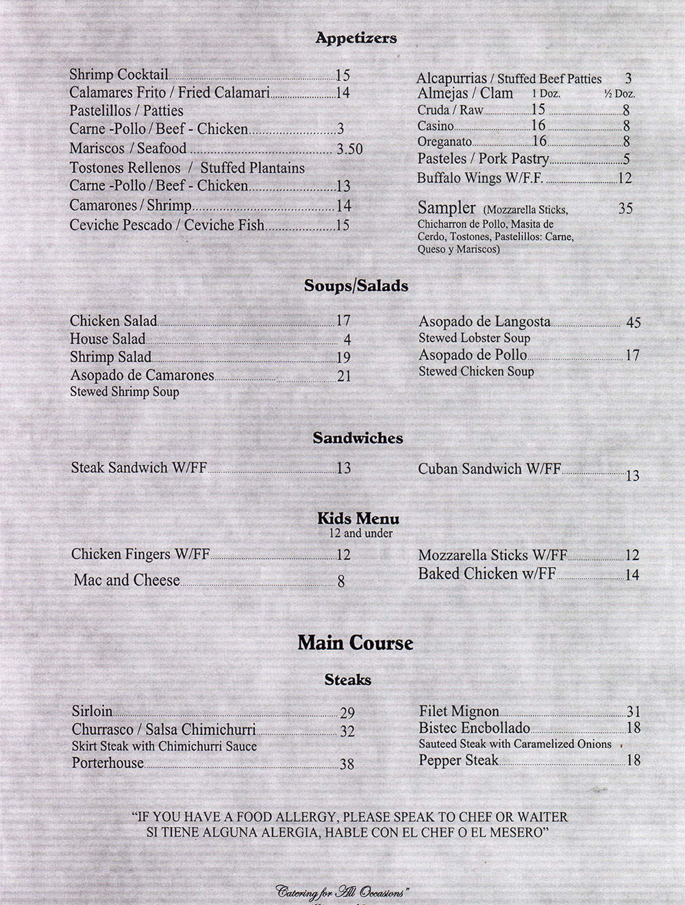 Menu Page 1